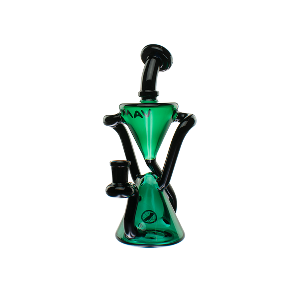 MAV Glass The Zuma Recycler Dab Rig in Teal, 9" with Vortex Percolator, Front View