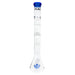 MAV Glass Triple Slitted Puck To UFO Beaker Bong in Blue, Front View on White Background