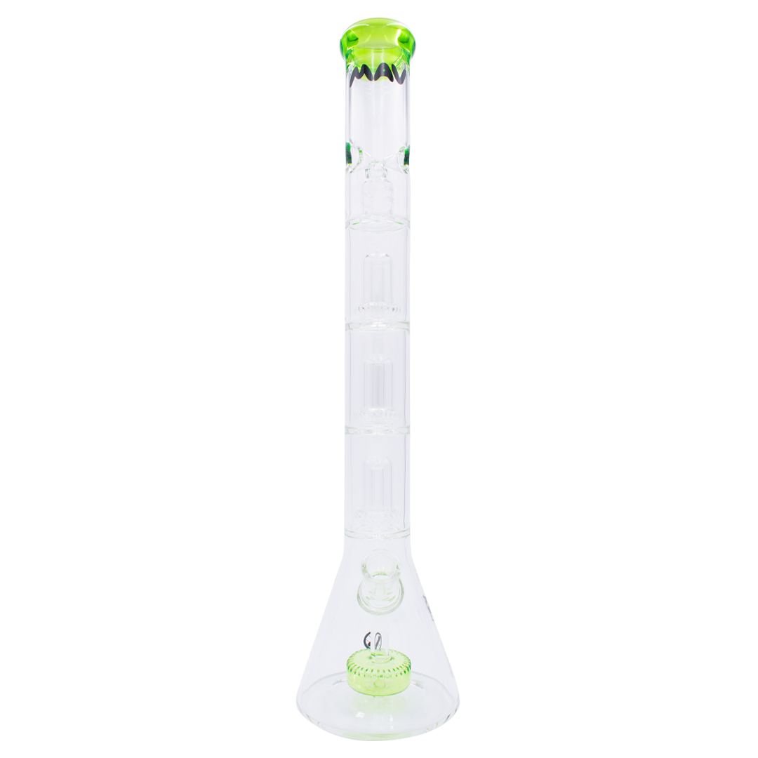 MAV Glass 21" Triple Slitted Puck to UFO Beaker Bong with Showerhead Percolator, Front View