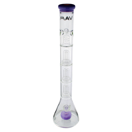 MAV Glass 21" Triple Slitted Puck to UFO Beaker Bong in Purple, Front View