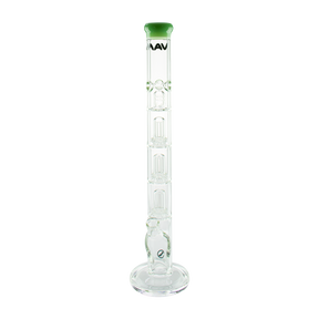 MAV Glass Triple to UFO Straight Bong in Sea Foam, 23" Tall with Showerhead Percolator, Front View