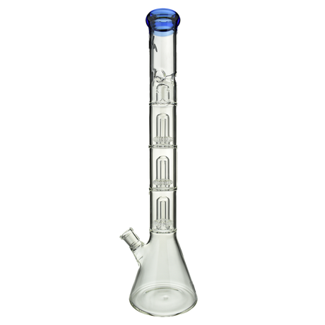 MAV Glass Triple UFO Beaker Bong in Ink Blue, 21" Tall with 18-19mm Joint Size - Front View
