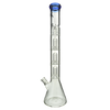 MAV Glass Triple UFO Beaker Bong in Ink Blue, 21" Tall with 18-19mm Joint Size - Front View
