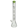 MAV Glass Triple UFO Beaker Bong front view with clear glass and green accents