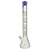 MAV Glass Triple UFO Beaker Bong in Purple, 21" height, 18-19mm joint, front view on white background