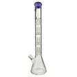 MAV Glass Triple UFO Beaker Bong in Purple, 21" height, 18-19mm joint, front view on white background