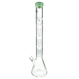 MAV Glass Triple UFO Beaker Bong in Seafoam, 21" Tall with 18-19mm Joint, Front View