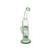 MAV Glass Tx374 Double Arms Chamber Bong in Forest Green, 15" Borosilicate Glass, Front View