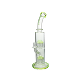 MAV Glass Tx374 Double Arms Chambers bong with dual filtration design, 15" height, front view on white background
