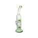MAV Glass Tx374 Double Arms Chambers Bong in Slime, 15" Tall Borosilicate Glass, Front View