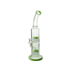 MAV Glass Tx374 Double Arms Chambers Bong in Slime, 15" Tall Borosilicate Glass, Front View