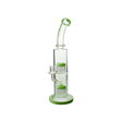 MAV Glass Tx374 Double Arms Chambers Bong in Slime, 15" Tall Borosilicate Glass, Front View