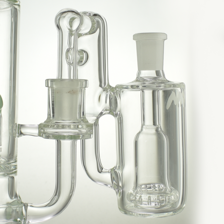 MAV Glass Ufo Recycler Ash Catcher 14mm/90°, clear glass, side view on white background