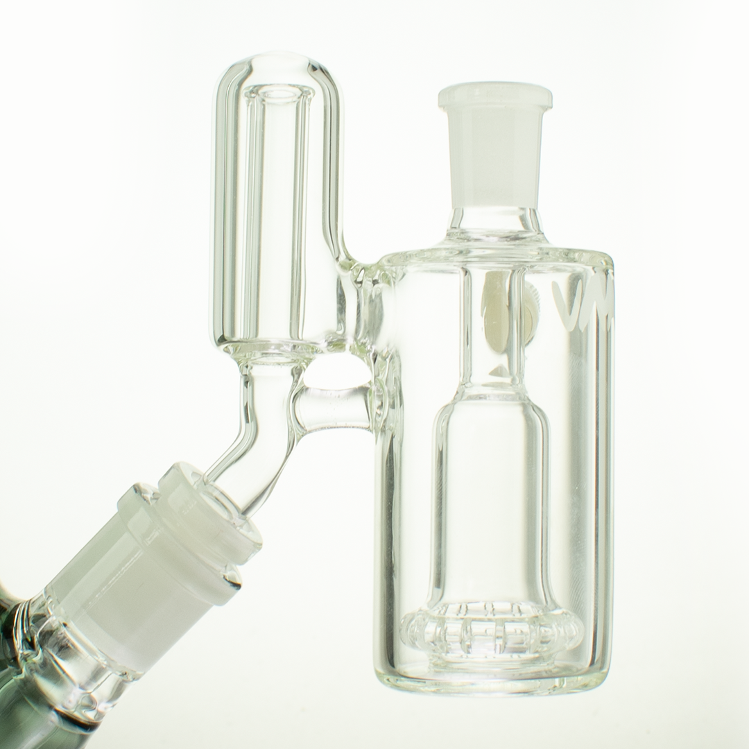 MAV Glass UFO Splashproof Ash Catcher 14mm 45° angle, clear glass, front view on white background