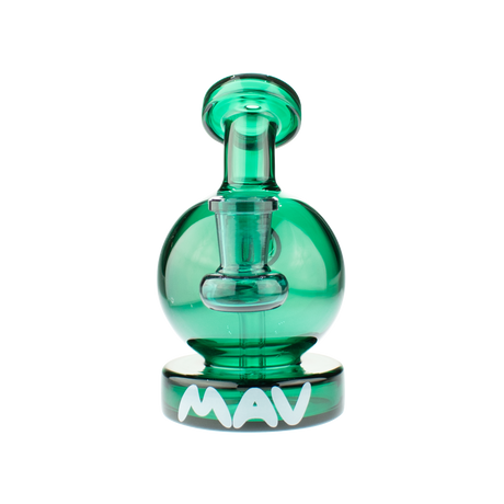 MAV Glass Vintage Bulb Dab Rig in Teal with Glass on Glass Joint, Front View on White Background