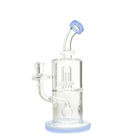 MAV Glass Whiffle Ball To UFO Mini Bent Neck Bong in Lavender, Front View on Seamless White Background