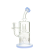 MAV Glass Whiffle Ball To UFO Mini Bent Neck Bong in Lavender, Front View on Seamless White Background