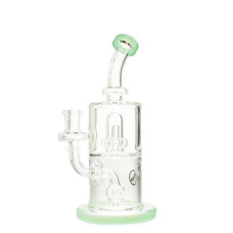 MAV Glass Whiffle Ball To UFO Mini Bent Neck Bong in Sea Foam, 9" Height, Front View