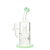 MAV Glass Whiffle Ball To UFO Mini Bent Neck Bong in Sea Foam, 9" Height, Front View