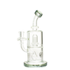 MAV Glass Whiffle Ball to UFO Mini Bent Neck Bong in Smokey Black, 9" Borosilicate Glass, Front View