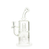MAV Glass Whiffle Ball to UFO Mini Bent Neck Bong in White, Front View on Seamless Background