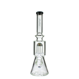 MAV Glass Wig Wag Reversal UFO Beaker Bong in Black, 13" Tall with Showerhead Percolator, Front View
