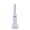 MAV Glass Wig Wag Reversal UFO Beaker Bong in Pink with Showerhead Percolator, Front View