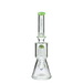 MAV Glass Wig Wag Reversal UFO Beaker in Slime, 13" with Showerhead Percolator, Front View