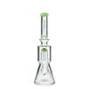 MAV Glass Wig Wag Reversal UFO Beaker in Slime, 13" with Showerhead Percolator, Front View