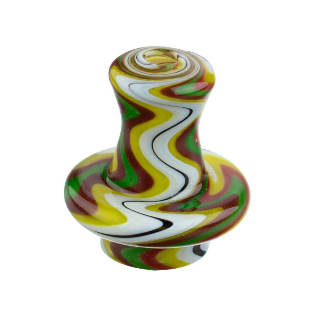 MAV Glass Yellow Swirl Cap + 2 Pearls  (bx155a)
