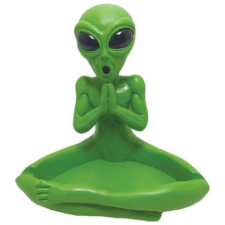 Meditating Alien Polyresin Ashtray, 5.5" height, durable rolling accessory