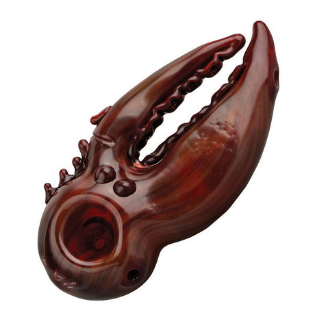 Borosilicate Glass Mega Lobster Claw Handpipe - 5" Top View on White Background