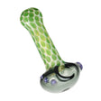 Mellow Turtle 4" Spoon Pipe in clear borosilicate glass with green shell design - side angle