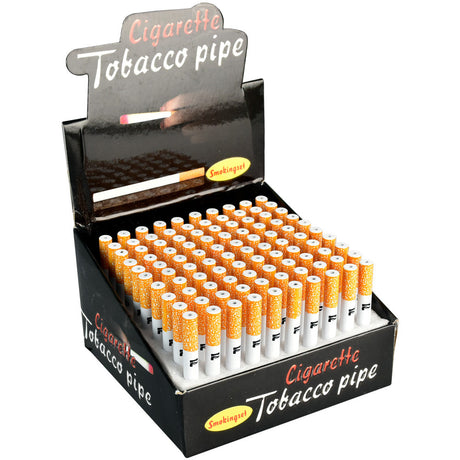 100-pack Metal Cigarette Taster Bats displayed in open box, resembling cigarettes, portable size