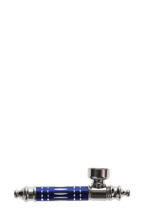 DankGeek Metal Stealth Dry Pipe in Blue, Compact and Portable Design for Dry Herbs, Front View