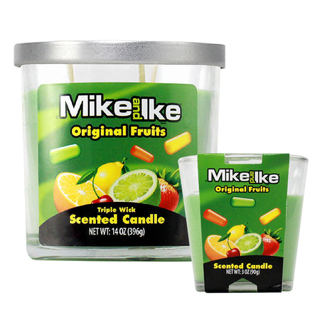 Mike and Ike Original Fruits Scented Candle, 3 oz Soy Wax Blend, Green Triple Wick Candle