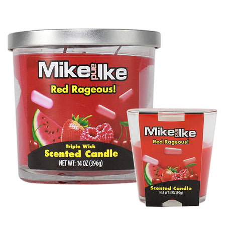Mike and Ike Red Rageous Scented Candle, Large and Small Size, Soy Wax Blend