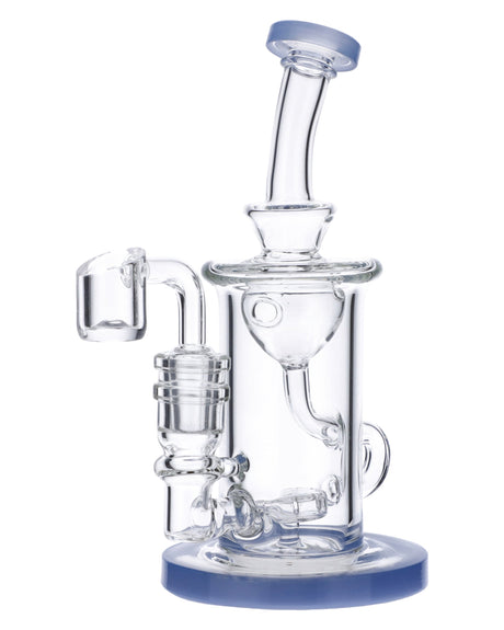 Compact 7in Milky Blue Quartz Water Pipe with Banger Hanger Design for Dry Herbs and Concentrates