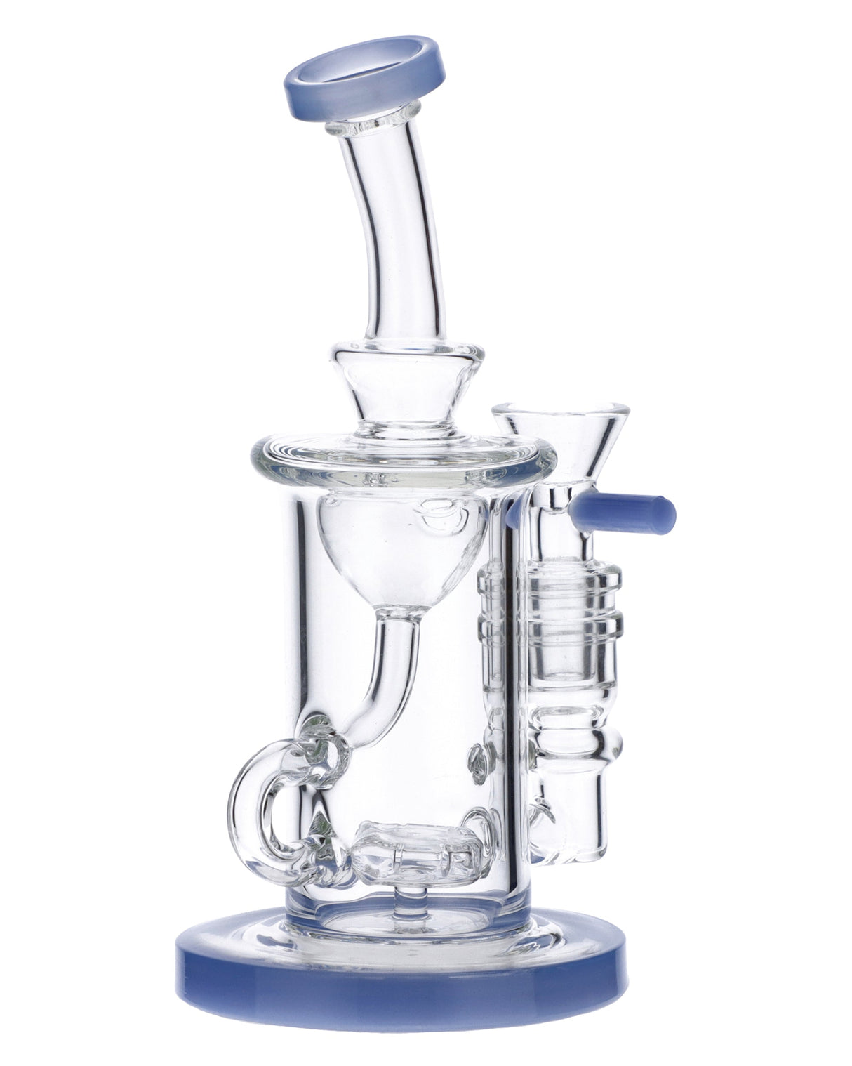 Milky Blue Quartz Water Pipe by Valiant Distribution - 7in with 90 Degree Joint