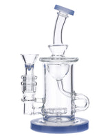 Milky Blue Quartz Water Pipe by Valiant Distribution, 7in, 90 Degree Joint, Compact Design, Front View