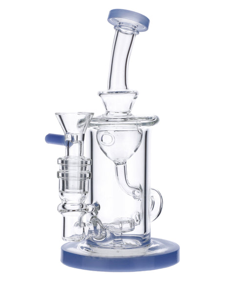 Milky Blue Quartz Water Pipe by Valiant Distribution, 7in with 90 Degree Joint, Front View