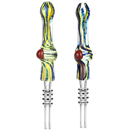 Milky Way Swirl Dab Straw with Marble Detail and Titanium Tip, Front and Side Views
