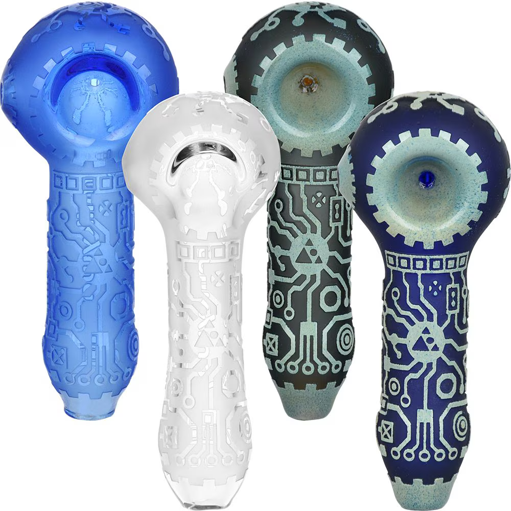 Milkyway Circuitboard Sandblasted Glass Spoon Pipe | 4.5"