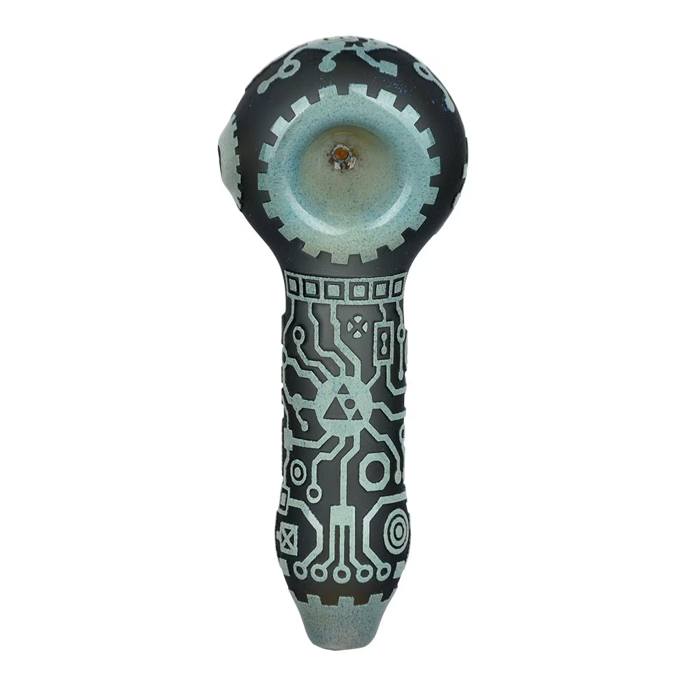 Milkyway Circuitboard Sandblasted Glass Spoon Pipe | 4.5"