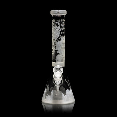 MilkyWay Glass 15" Skull Emperor Beaker Bong with Intricate Etching - Front View
