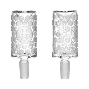 Milkyway Glass Bee Hive Herb Slide, 14mm Male, Clear Borosilicate with Honeycomb Design