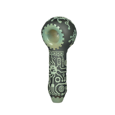 Milkyway Glass Circuitboard Color Hand Pipe, 4.5" Borosilicate Glass, Top View on White Background