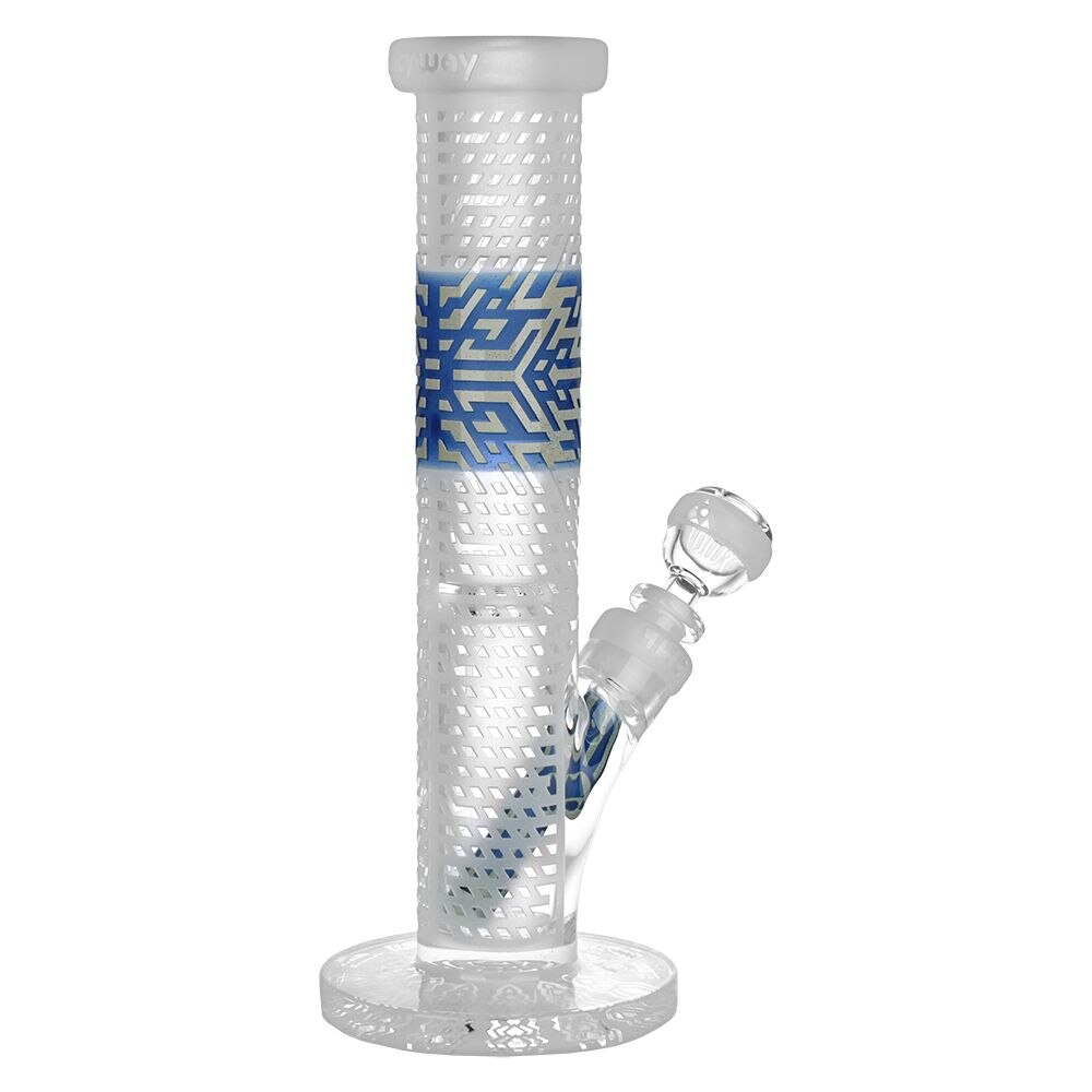 Milkyway Glass Bio-Tech Crystallized Straight Tube Water Pipe | Dark Blue & Silver Frit | 12" | 14mm F