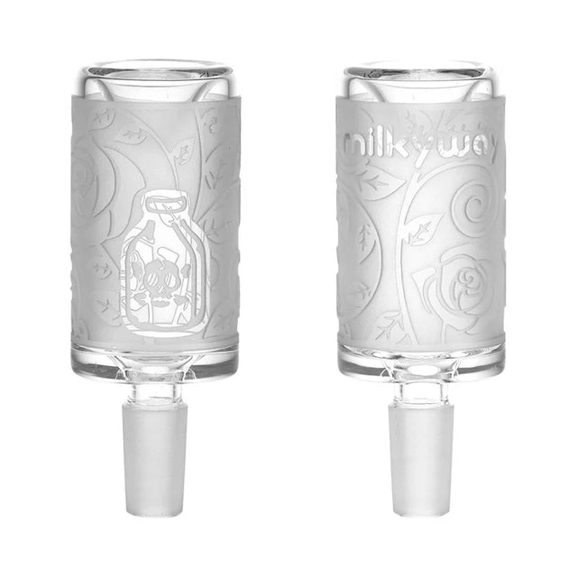 Milkyway Glass Tonic Rose 14mm Herb Slide, dual side view on white background