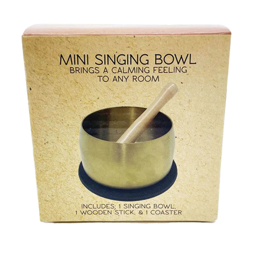 Mini Calming Singing Bowl with Wooden Stick, 3.5" Borosilicate Glass, Front View